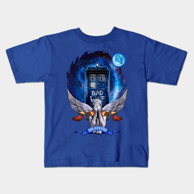 The Angel Has a Phone box Kids T-Shirt by Dezigner007